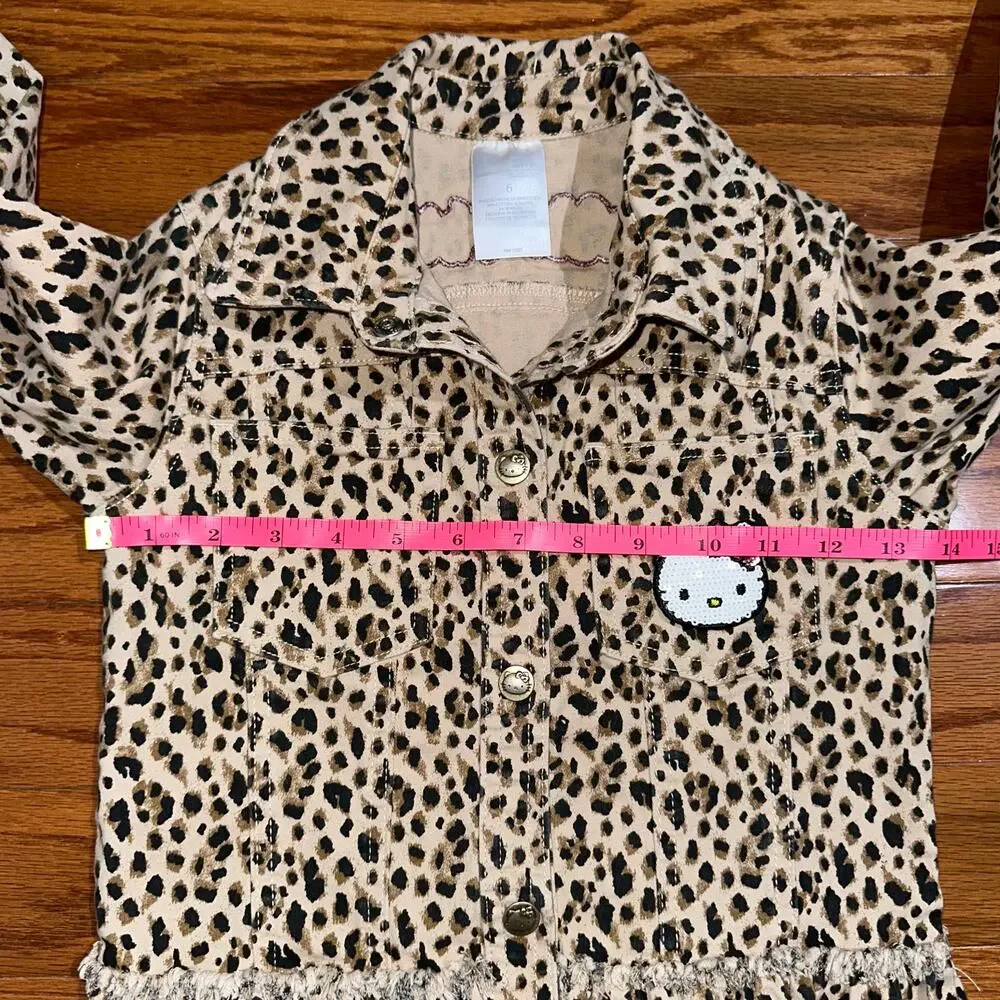 365 Kids Garanimals Hello Kitty Cheetah Animal Print Denim Jacket Size 6